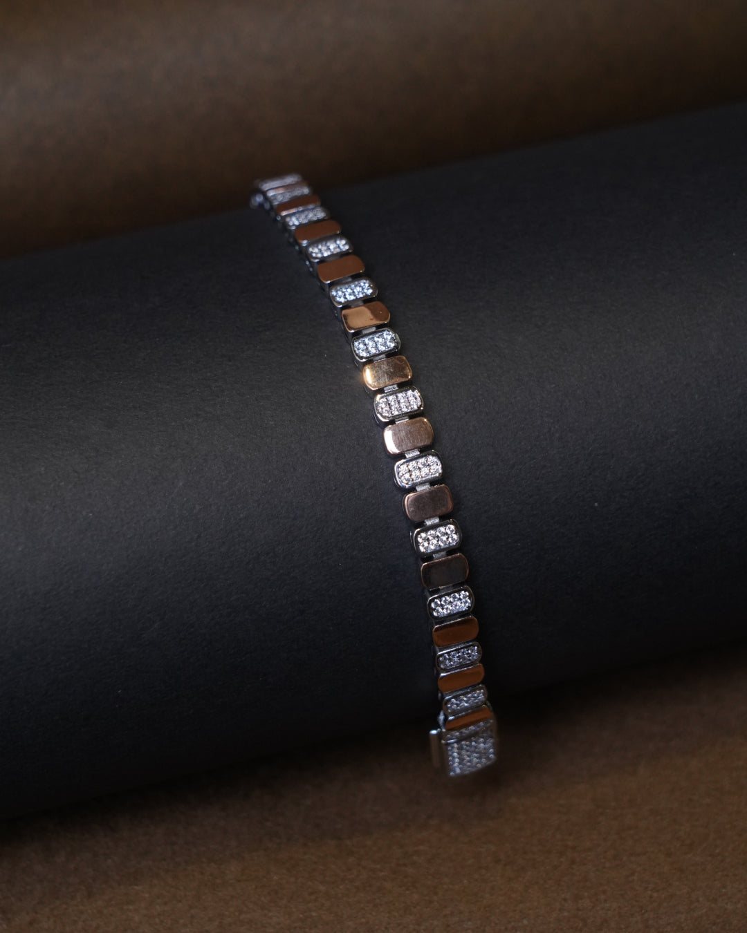 Two-Tone Diamond Style Link Bracelet (8 Inch)