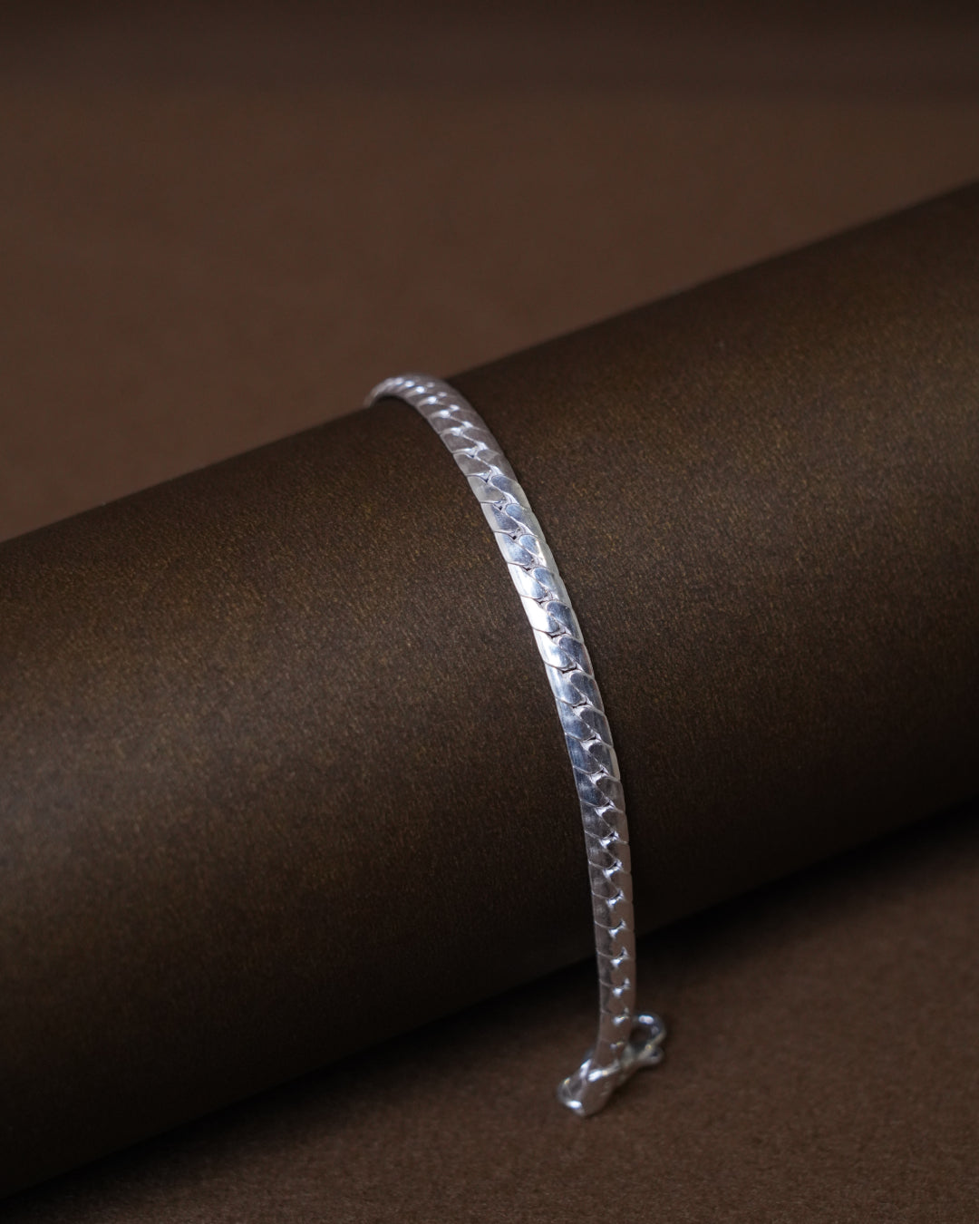 Handcrafted Hammered Silver Bangle (8 Inch)
