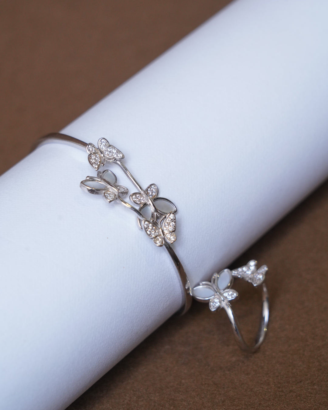 Open Cuff Butterfly Bracelet with Diamond Accents