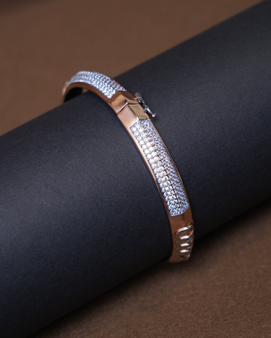 Luxury Rose Gold Bracelet with Pave Crystal Detailing