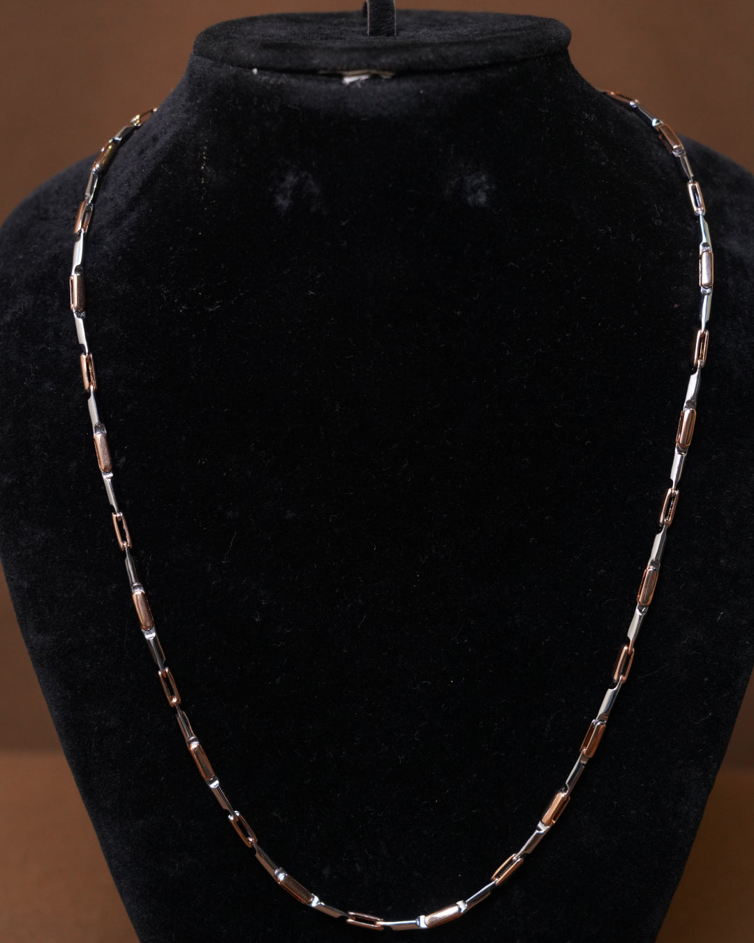 Two-Tone Slim Bar Link Chain – 20 Inch
