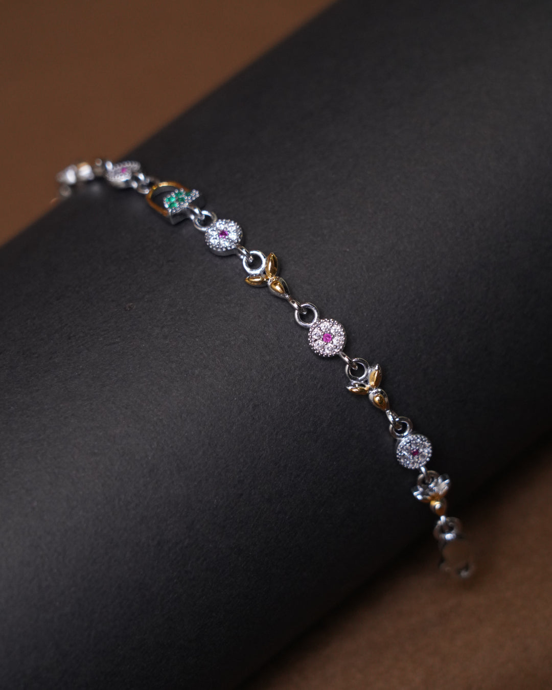 Elegant Floral Diamond Bracelet in Two-Tone Gold (7 Inch)