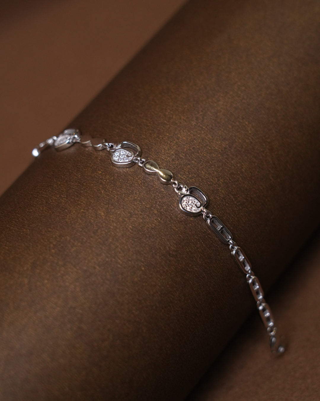 Delicate Crystal Charm Link Bracelet (7 Inch)