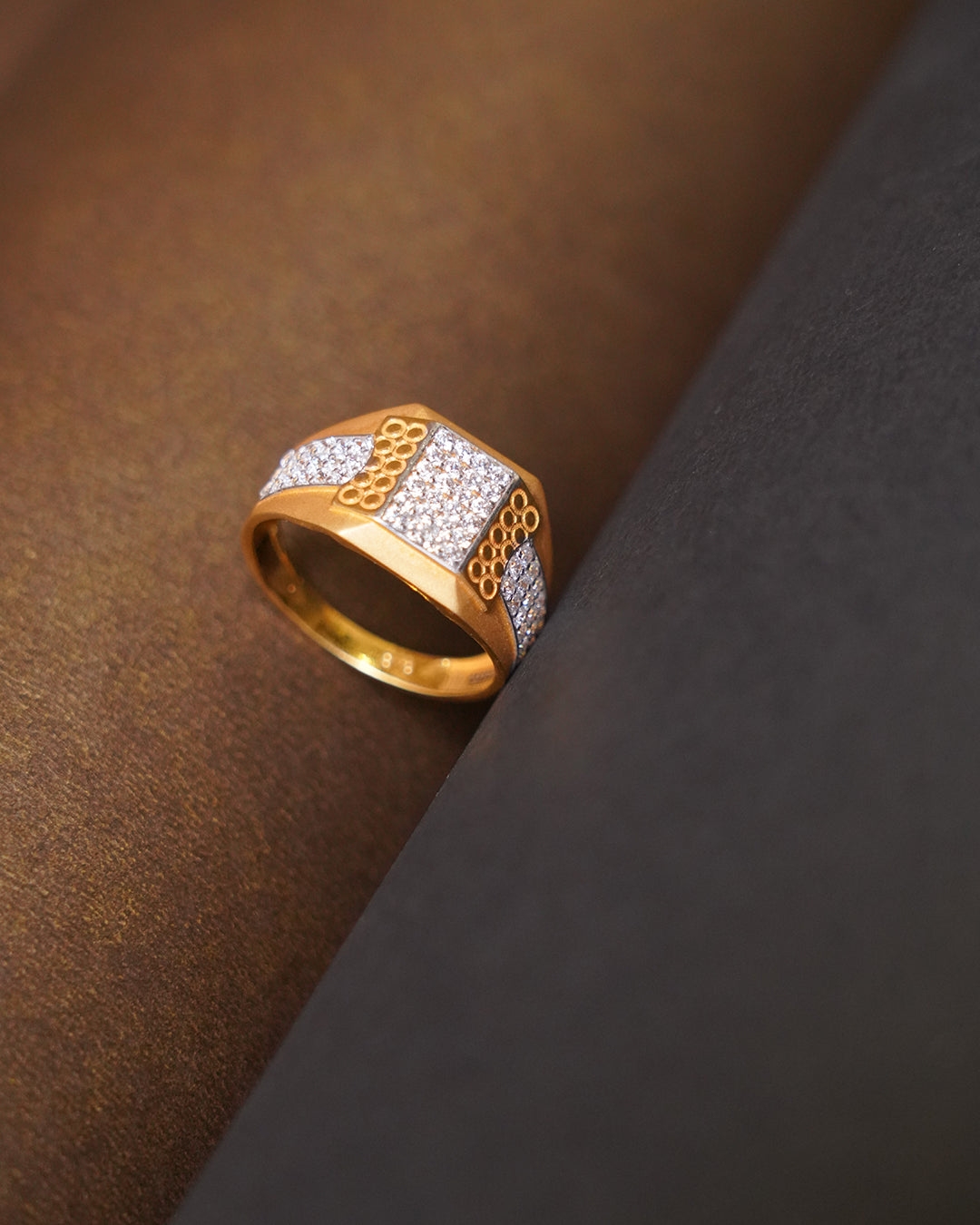 Men’s Designer Gold Ring with Diamond Accents