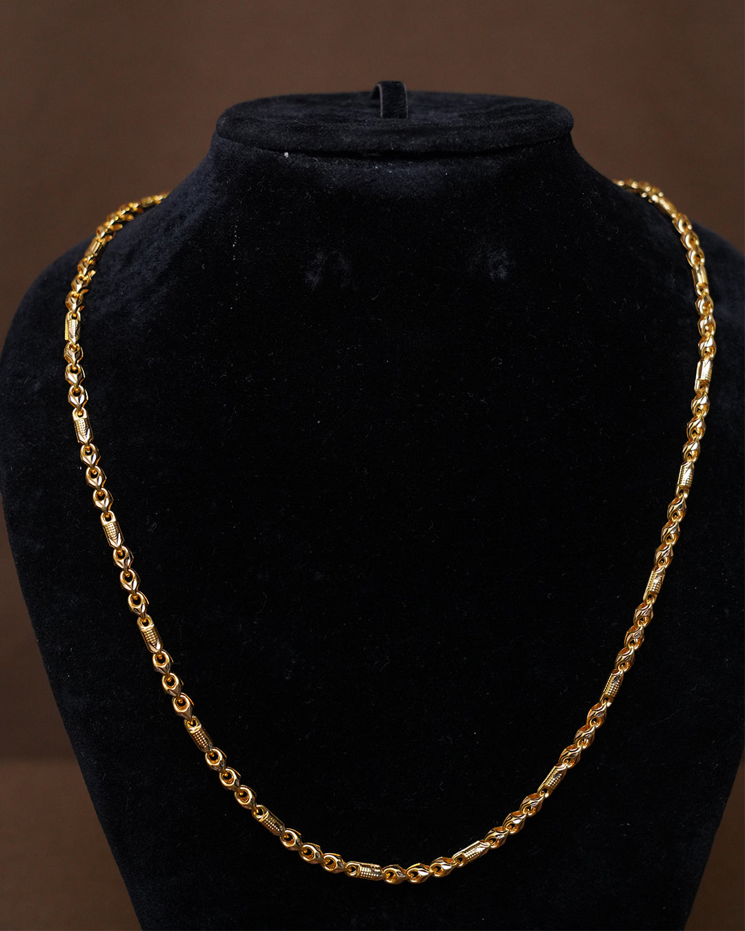 Solid Gold Designer Patterned Link Chain