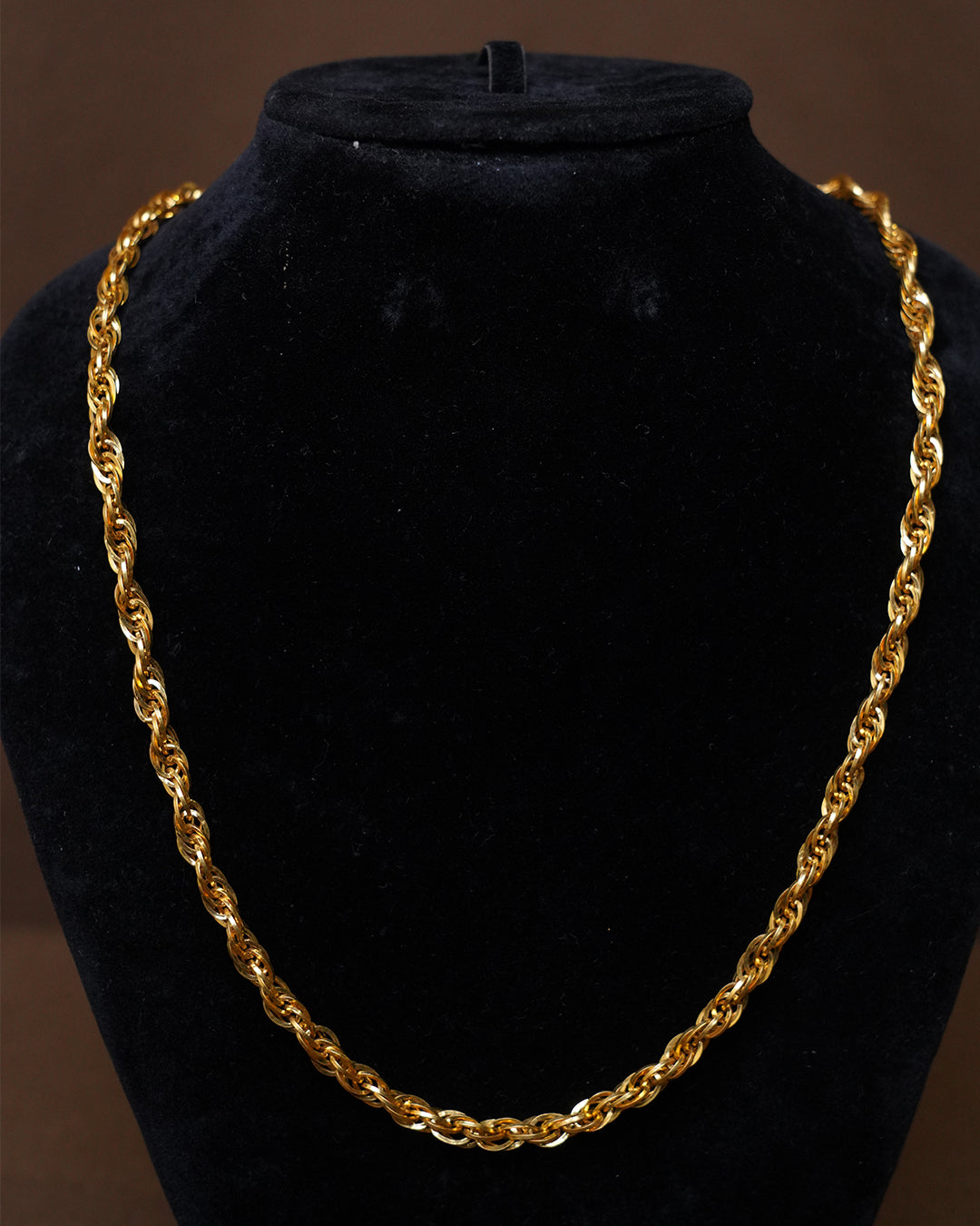 Gold Rope Chain Necklace - Classic Twist Design