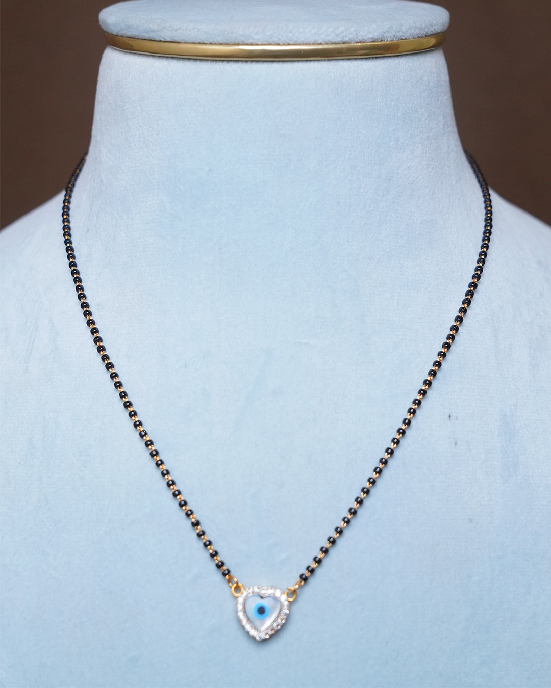 Evil Eye Heart Mangalsutra Necklace in Gold with Diamond Accents
