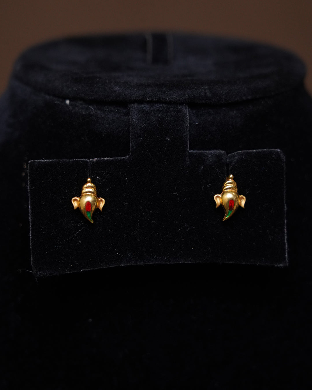 Gold Ganesha Stud Earrings