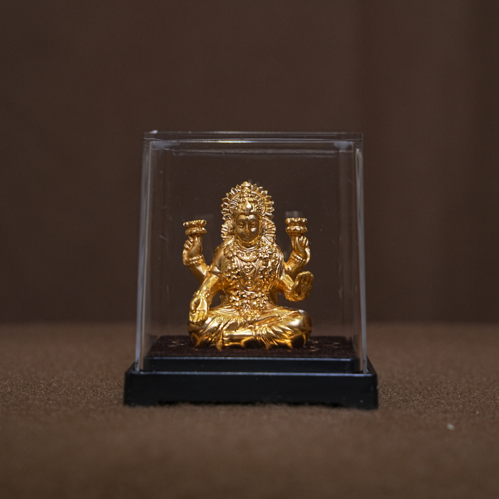 Goddess Lakshmi Idol in Display Case – Prosperity Statue (2 Inch)