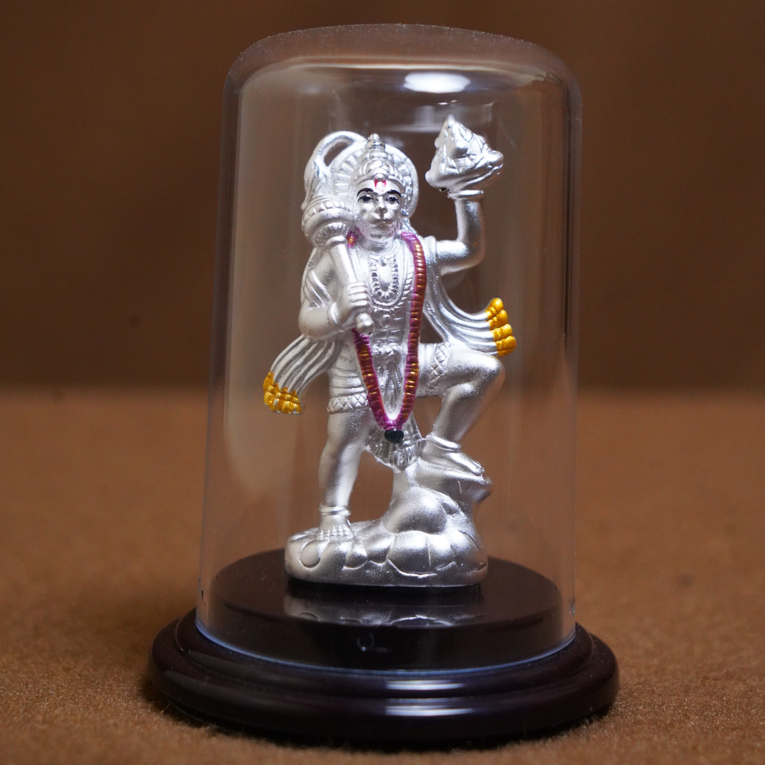 Silver Hanuman Idol - Spiritual Bajrangbali Statue (3 Inch)