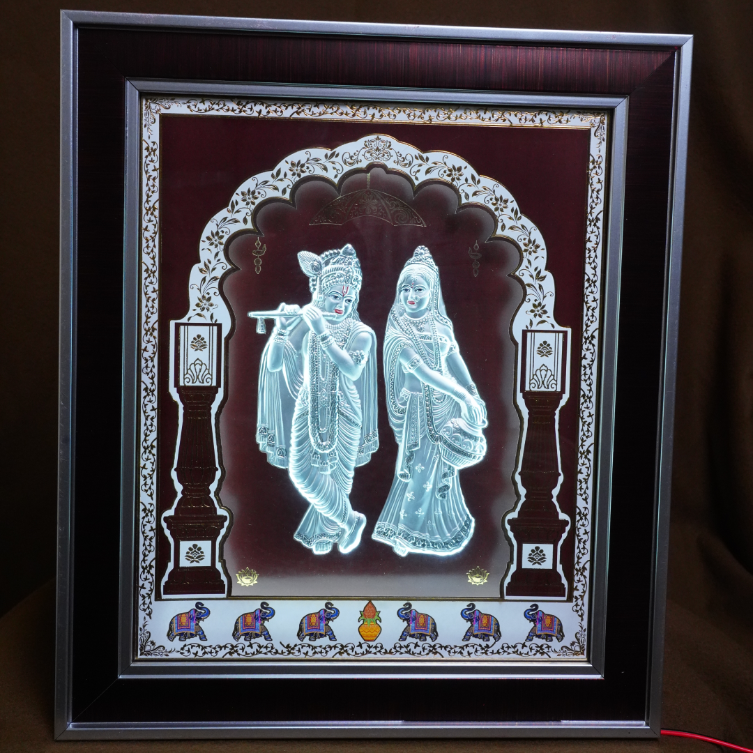 Radha Krishna Silver Embossed LED Frame (13 x 11 Inch)