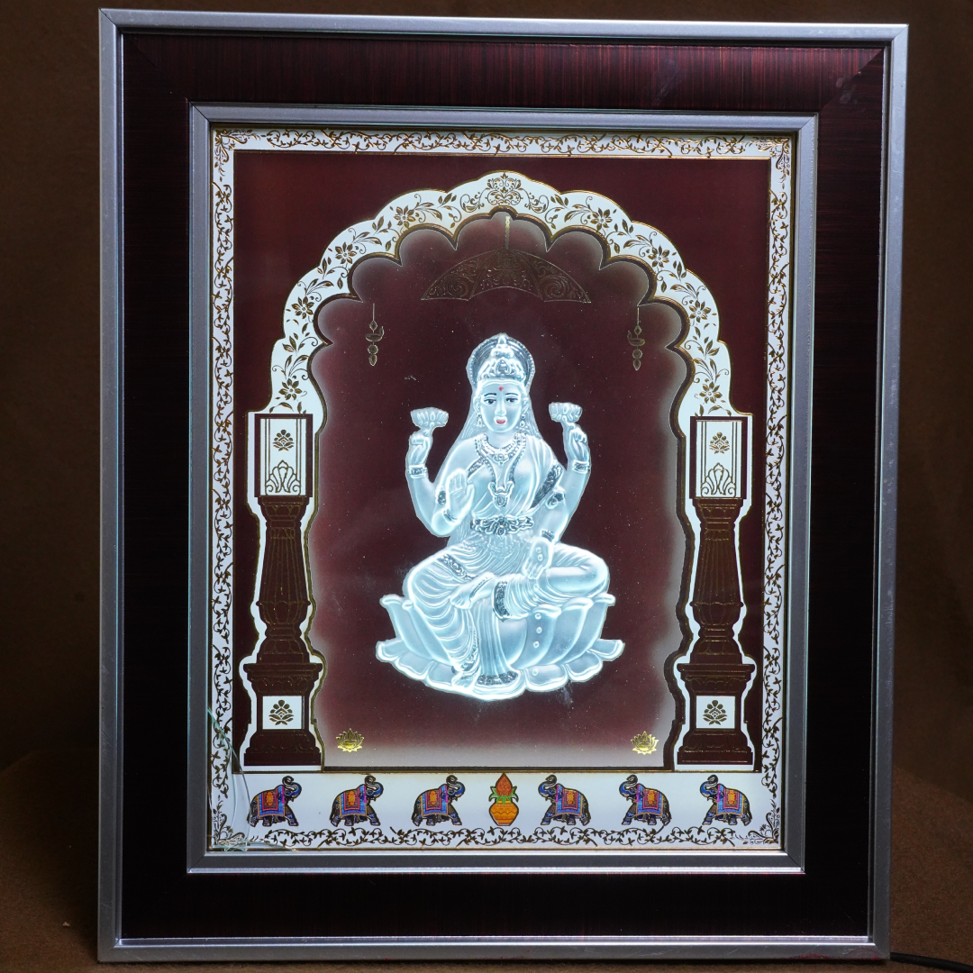 Silver Plated Goddess Lakshmi Frame (13 x 11 Inch)
