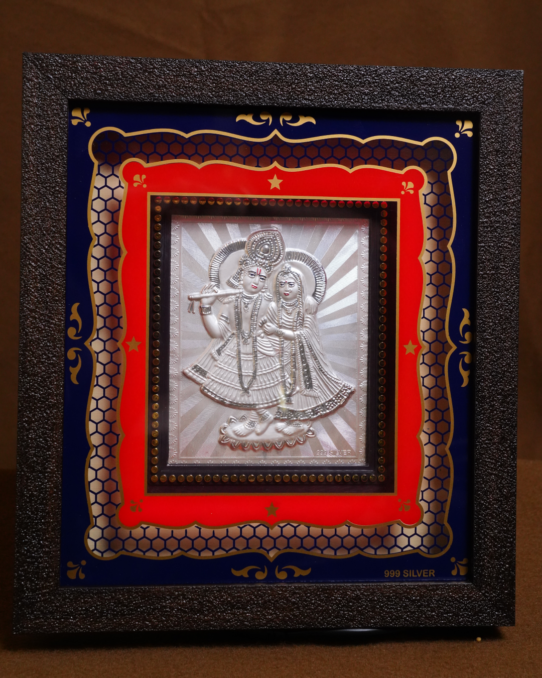 Radha Krishna Silver Plated LED Light Frame (10 x 9 Inch)