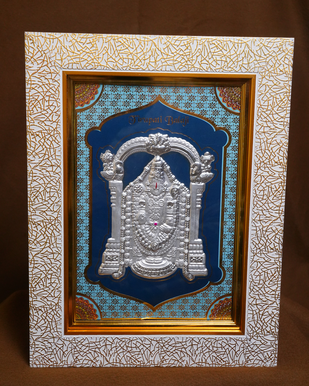 Tirupati Balaji Silver-Plated Frame with Ornate Arch (15 x 11 Inch)