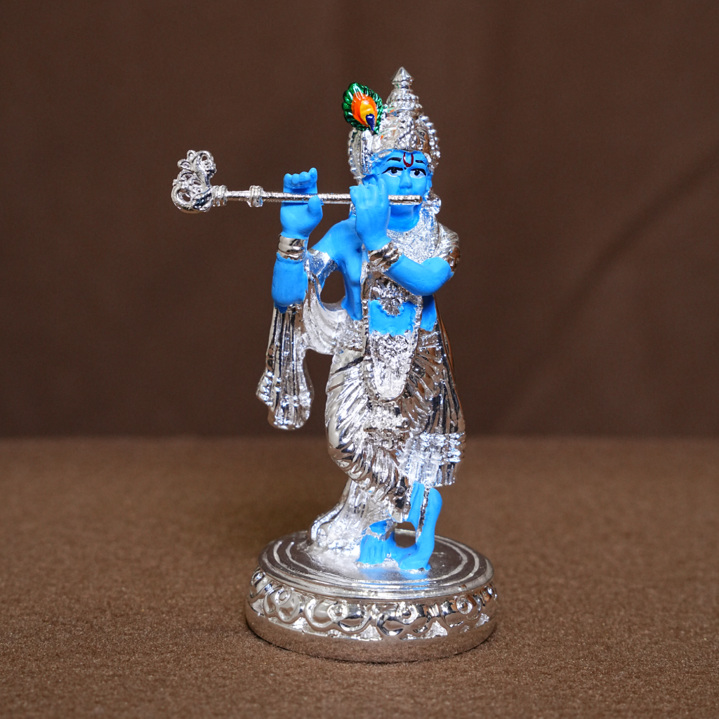 Lord Krishna Playing Flute Idol – Decorative Spiritual Statue (5 Inch)
