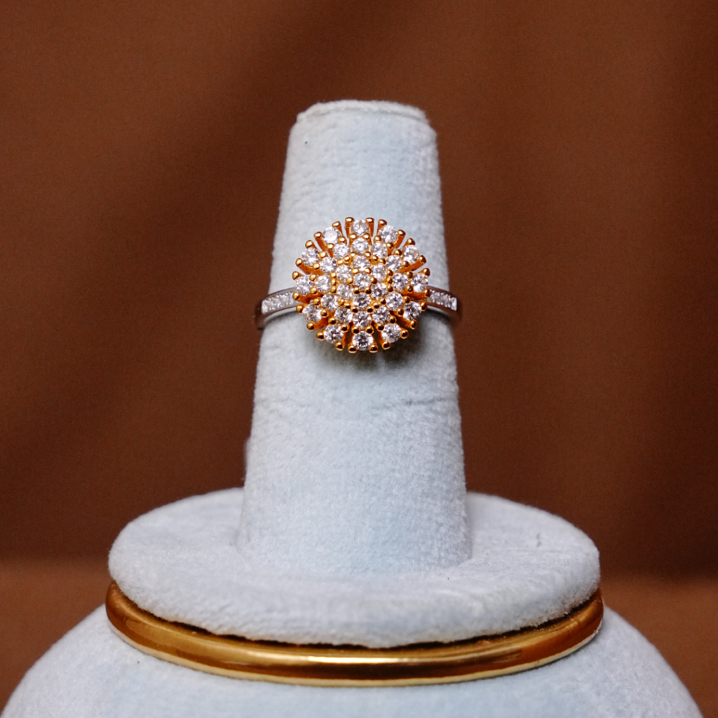 Floral Diamond Cluster Ring with Gold Finish For Women