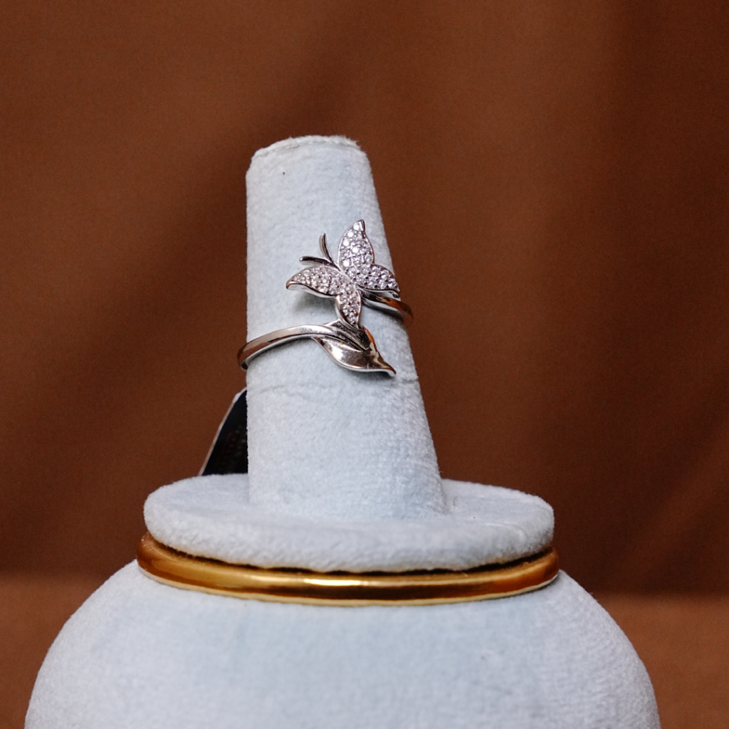Butterfly Design Diamond Ring with Silver Finish