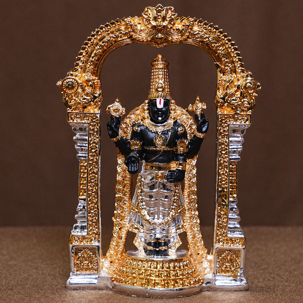Lord Venkateswara Idol – Gold & Silver Plated Decorative Statue (5 Inch)