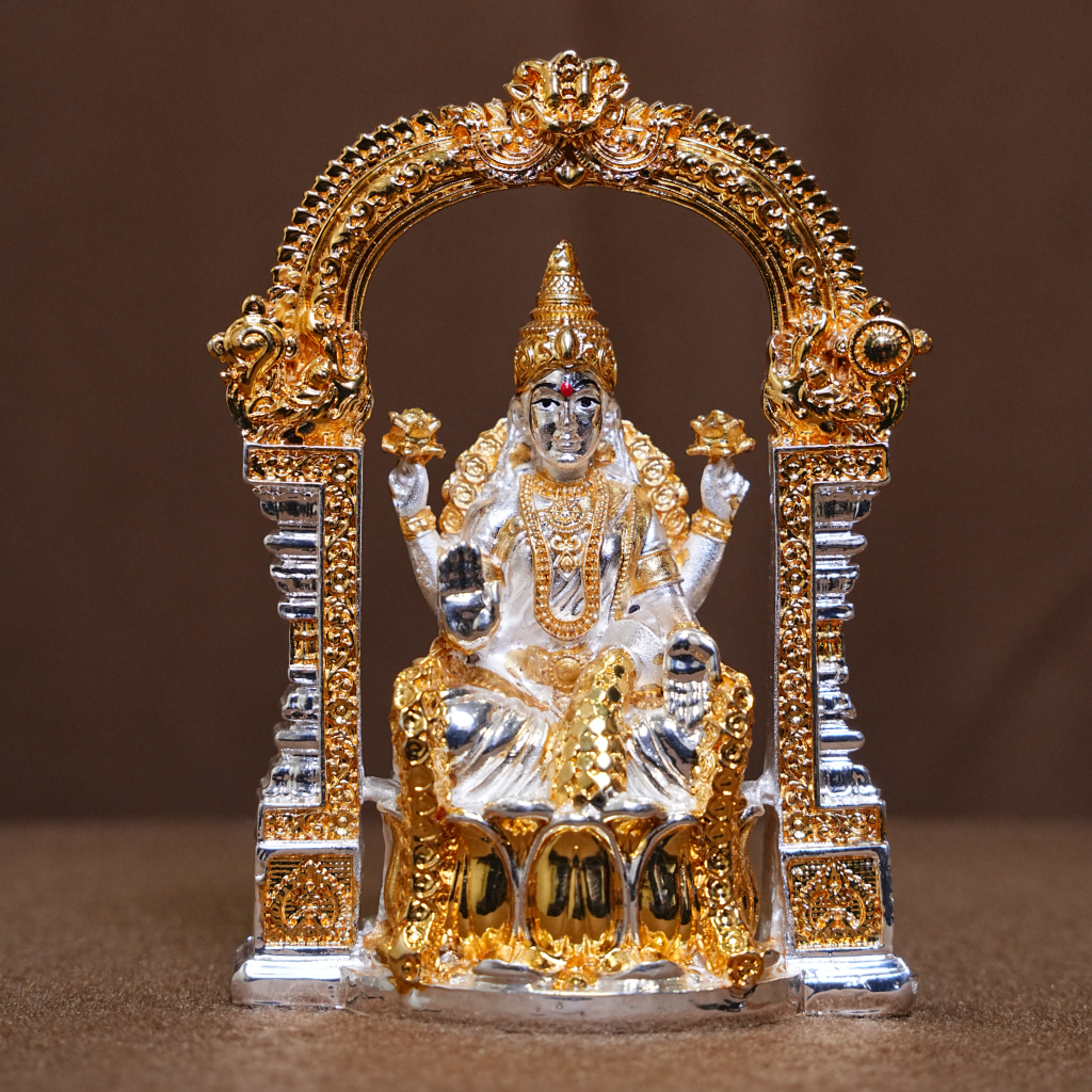 Goddess Lakshmi Idol – Gold & Silver Plated Decorative Statue (4 Inch)