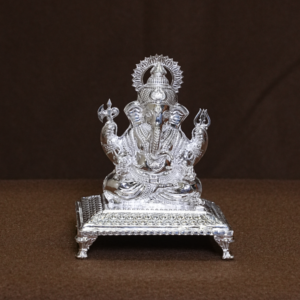 Pure Silver Handcrafted Lord Ganesha Idol (108.4g)