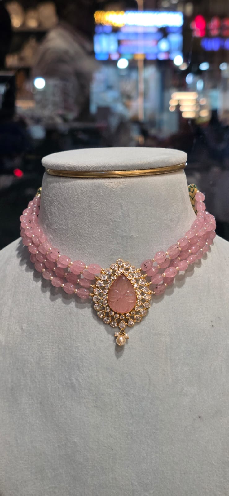 pink beads choker