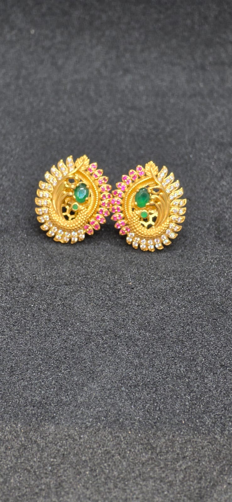 gold pecock tops with ruby and cz