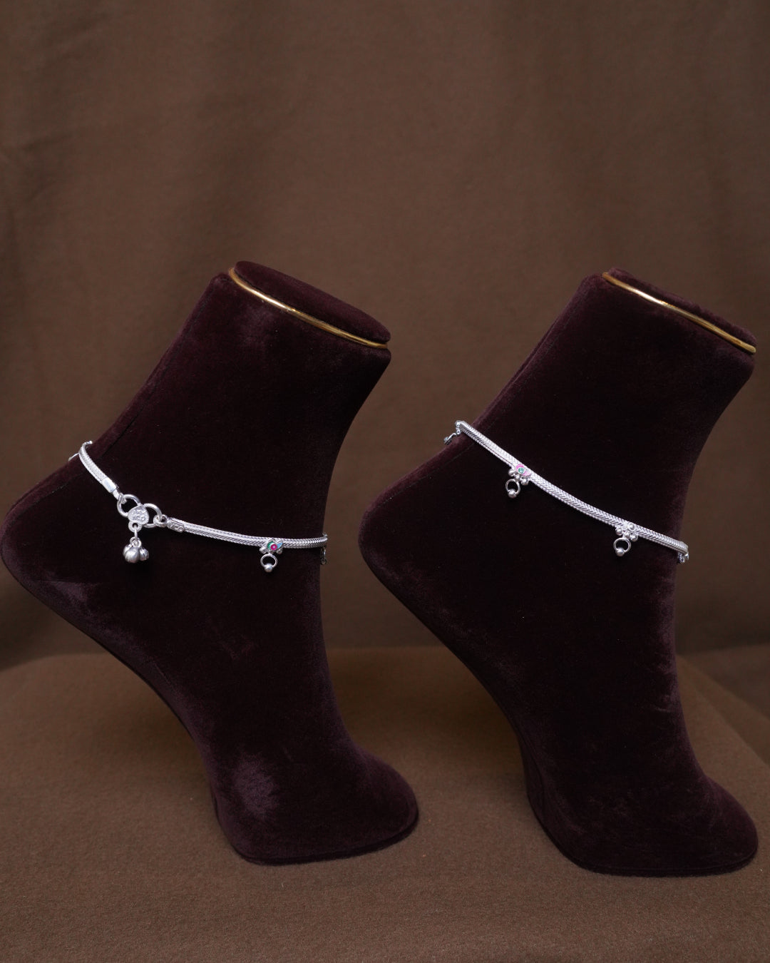 Elegant Silver Charm Anklet with Colored Accents